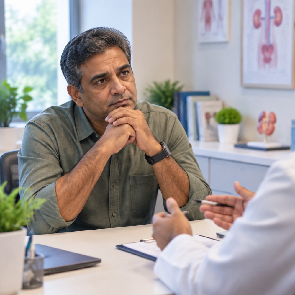 Doctor Consulting Male Patient for Erectile Dysfunction and Diabetes